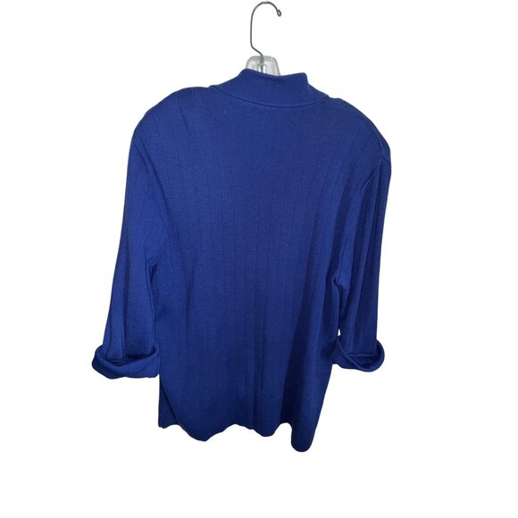 Harvé Benard Vintage Wool‎ Blazer Sweater Blue Medium Embroidered Crest College - Picture 2 of 7